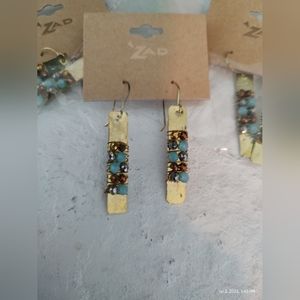 Zad Gold Bar Wire Bead Wrapped Earrings